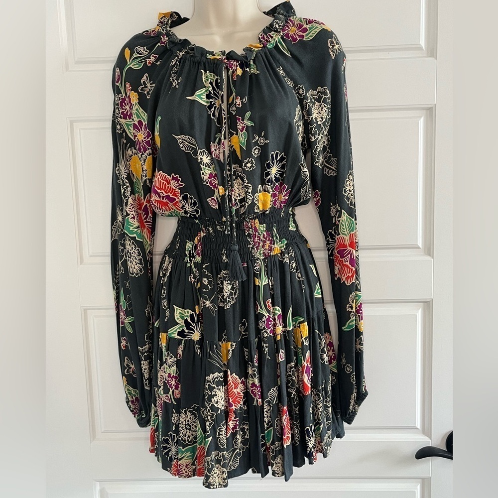 Cleobella Hadley Floral Smocked Mini Dress Boho Feminine Romantic Size XS